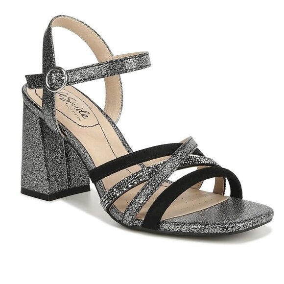 LifeStride Belle Strappy Sandals in Pewter Black Silver Women's Size 9M New - Picture 6 of 8